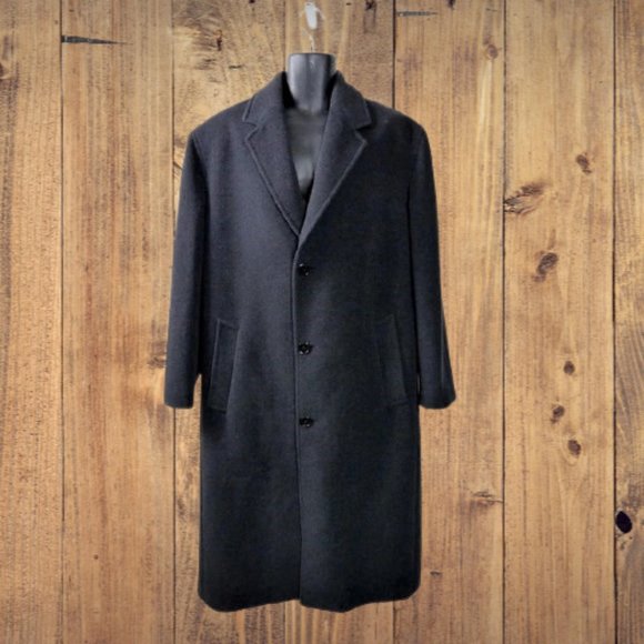 Grey Charcoal Wool Blend Overcoat Topcoat 42